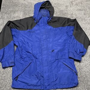 Columbia Mens Double Whammy Jacket XL Blue Black Vintage Hooded Parka